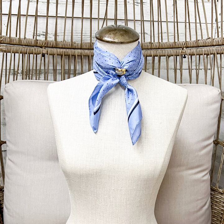 Wyoming Traders | Cowboy Polka Dot Silk Wild Rag Scarf in Slate Blue
