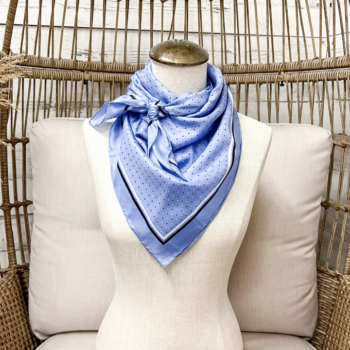 Wyoming Traders | Cowboy Polka Dot Silk Wild Rag Scarf in Slate Blue