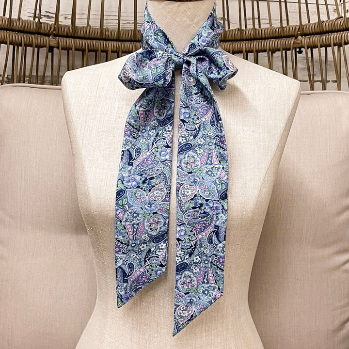 Wyoming Traders | Frontier Paisley Print Silk Twilly Scarf in Blue