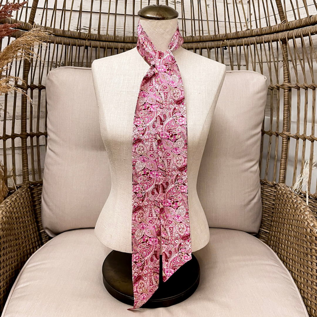 Wyoming Traders | Frontier Paisley Print Silk Twilly Scarf in Pink