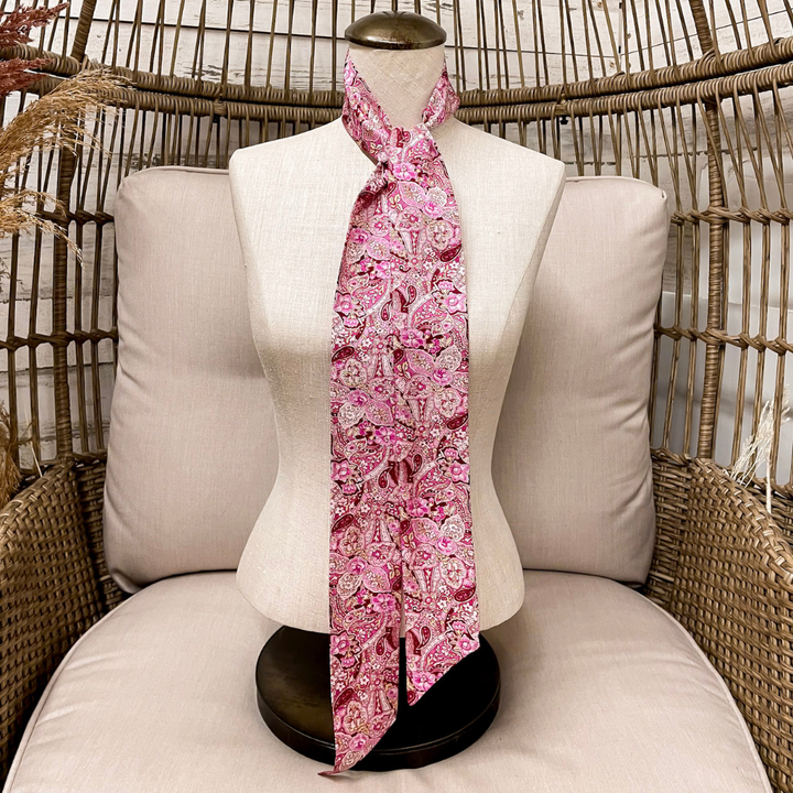 Wyoming Traders | Frontier Paisley Print Silk Twilly Scarf in Pink