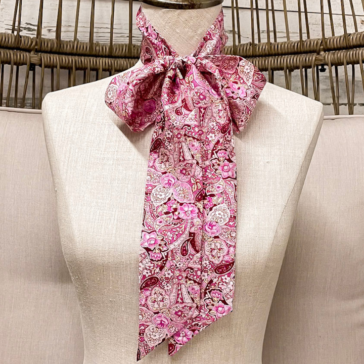 Wyoming Traders | Frontier Paisley Print Silk Twilly Scarf in Pink