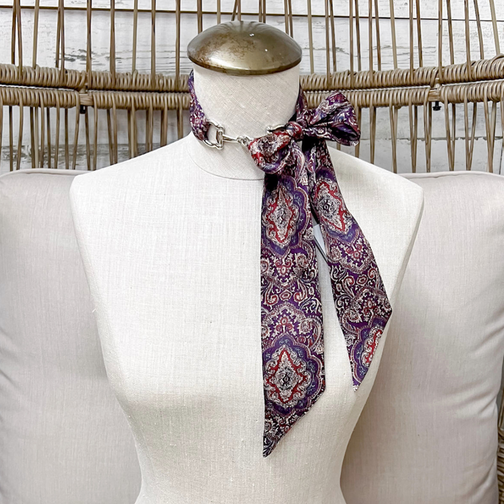 Wyoming Traders | Frontier Paisley Print Silk Twilly Scarf in Plum and Maroon