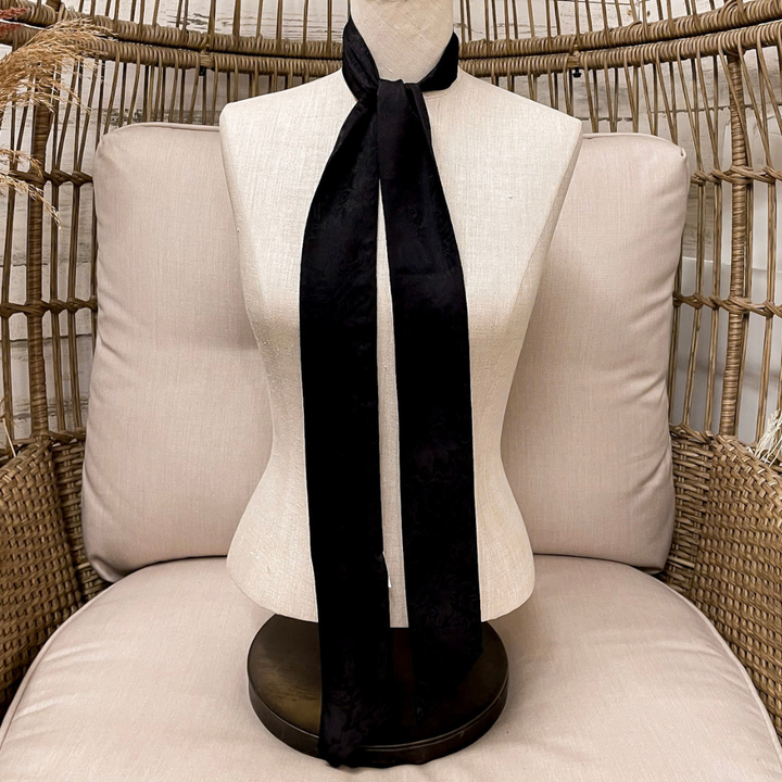 Wyoming Traders | Jacquard Print Silk Twilly Scarf in Black