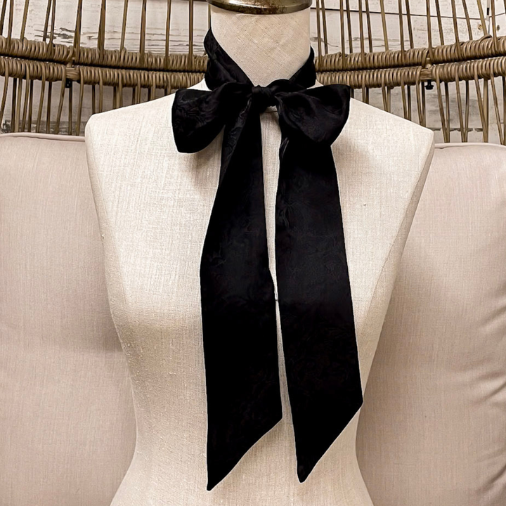 Wyoming Traders | Jacquard Print Silk Twilly Scarf in Black