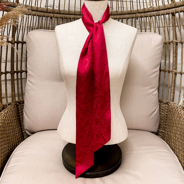 Wyoming Traders | Jacquard Print Silk Twilly Scarf in Red