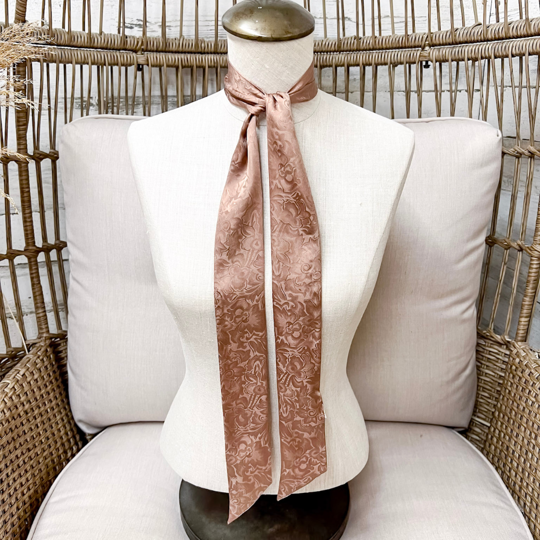 Wyoming Traders | Jacquard Print Silk Twilly Scarf in Rootbeer
