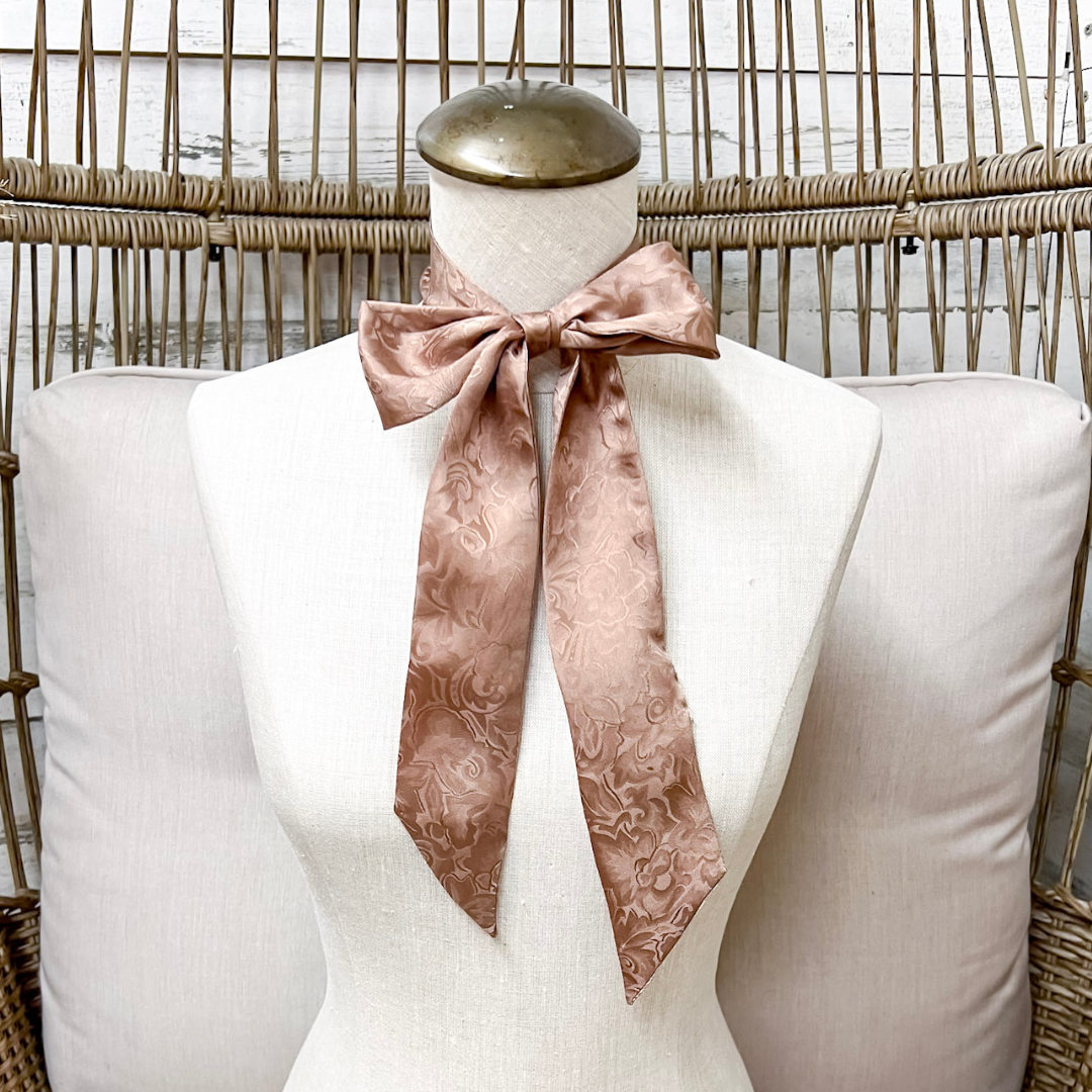Wyoming Traders | Jacquard Print Silk Twilly Scarf in Rootbeer