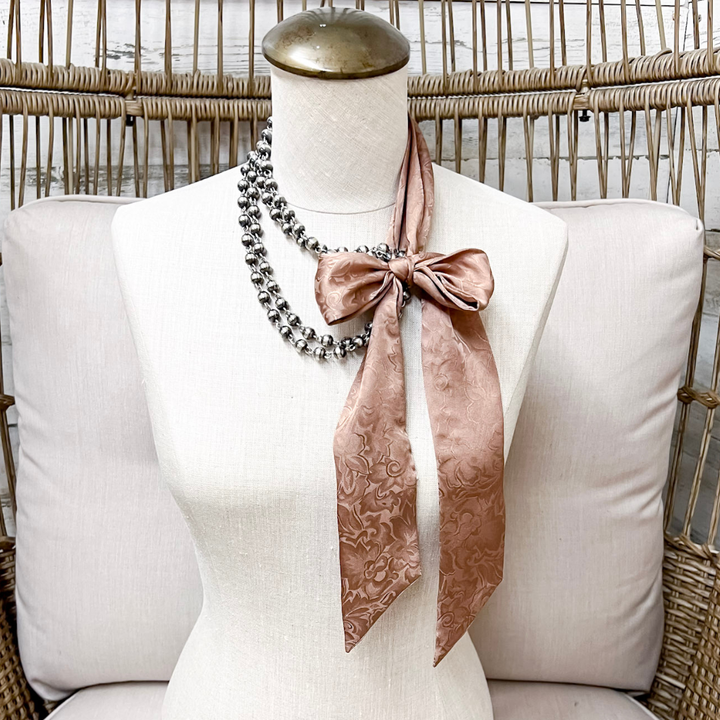 Wyoming Traders | Jacquard Print Silk Twilly Scarf in Rootbeer