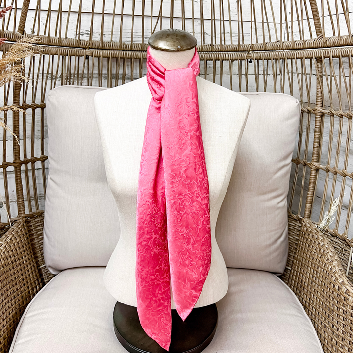 Wyoming Traders | Jacquard Print Silk Wild Rag Scarf in Dark Pink
