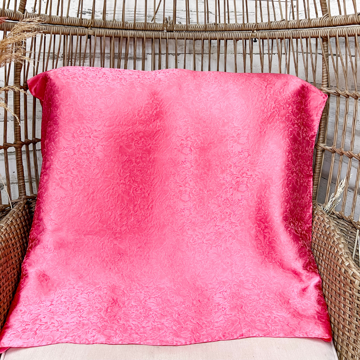 Wyoming Traders | Jacquard Print Silk Wild Rag Scarf in Dark Pink