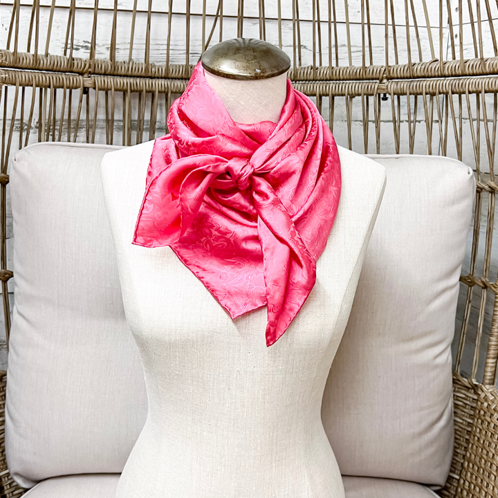Wyoming Traders | Jacquard Print Silk Wild Rag Scarf in Dark Pink