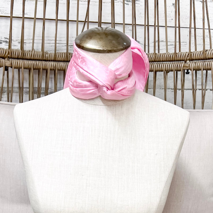 Wyoming Traders | Jacquard Print Silk Wild Rag Scarf in Pink