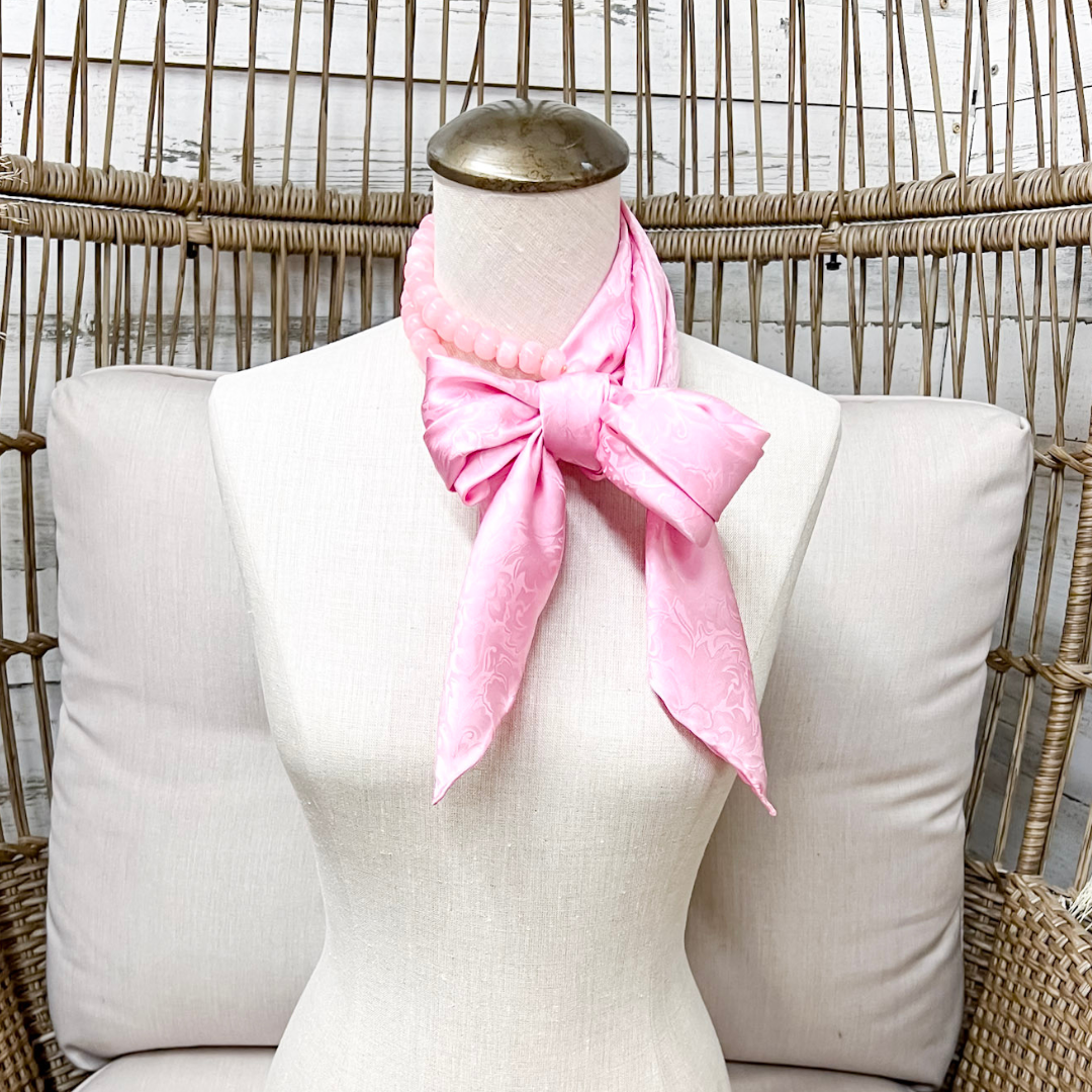 Wyoming Traders | Jacquard Print Silk Wild Rag Scarf in Pink