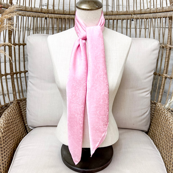 Wyoming Traders | Jacquard Print Silk Wild Rag Scarf in Pink