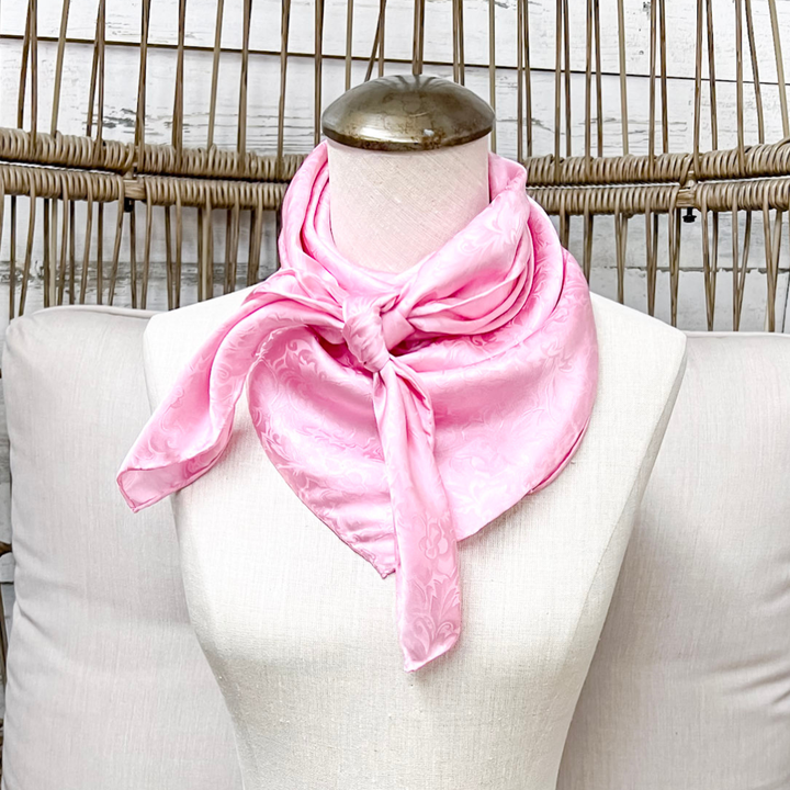 Wyoming Traders | Jacquard Print Silk Wild Rag Scarf in Pink