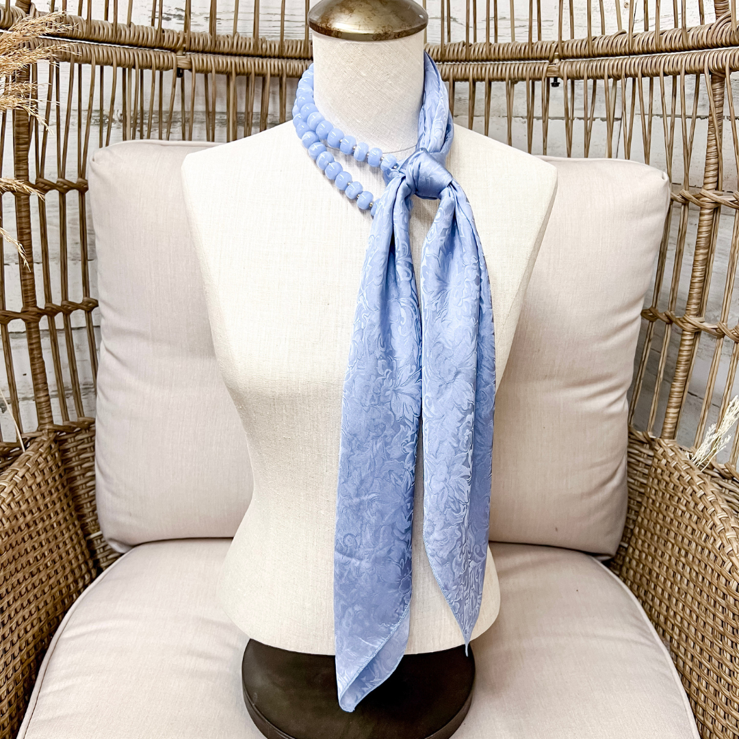 Wyoming Traders | Jacquard Print Silk Wild Rag Scarf in Slate Blue