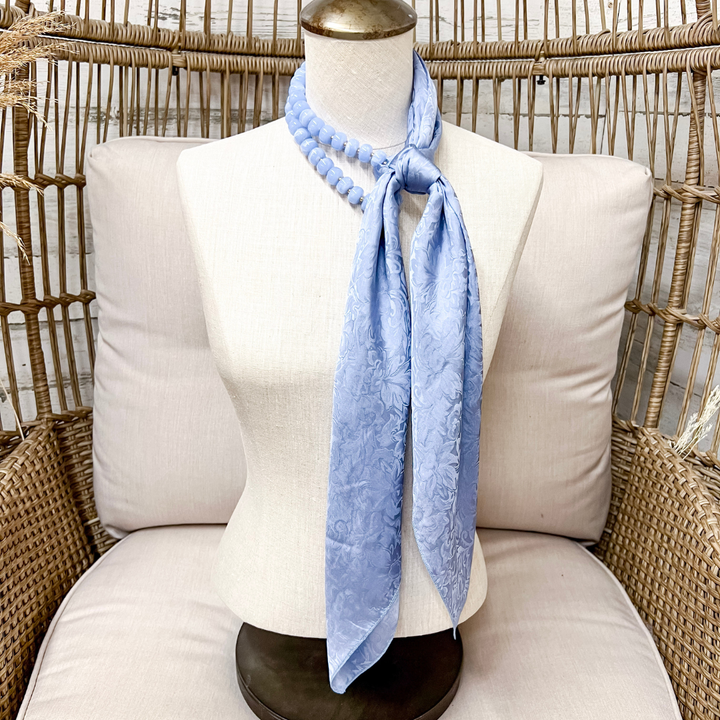 Wyoming Traders | Jacquard Print Silk Wild Rag Scarf in Slate Blue