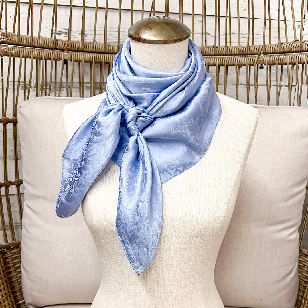 Wyoming Traders | Jacquard Print Silk Wild Rag Scarf in Slate Blue