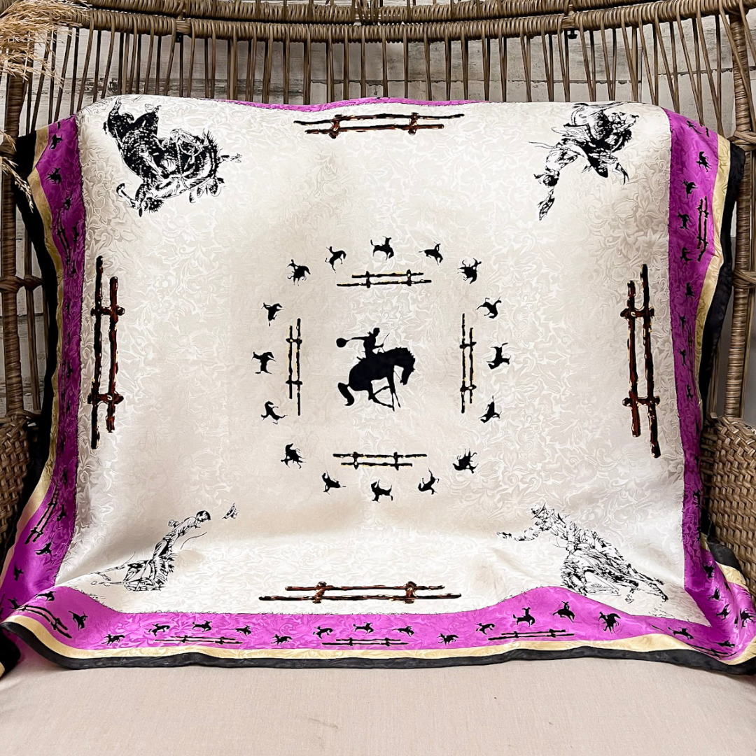 Wyoming Traders | LTD Edition | Fences Print Silk Wild Rag Scarf in Ivory