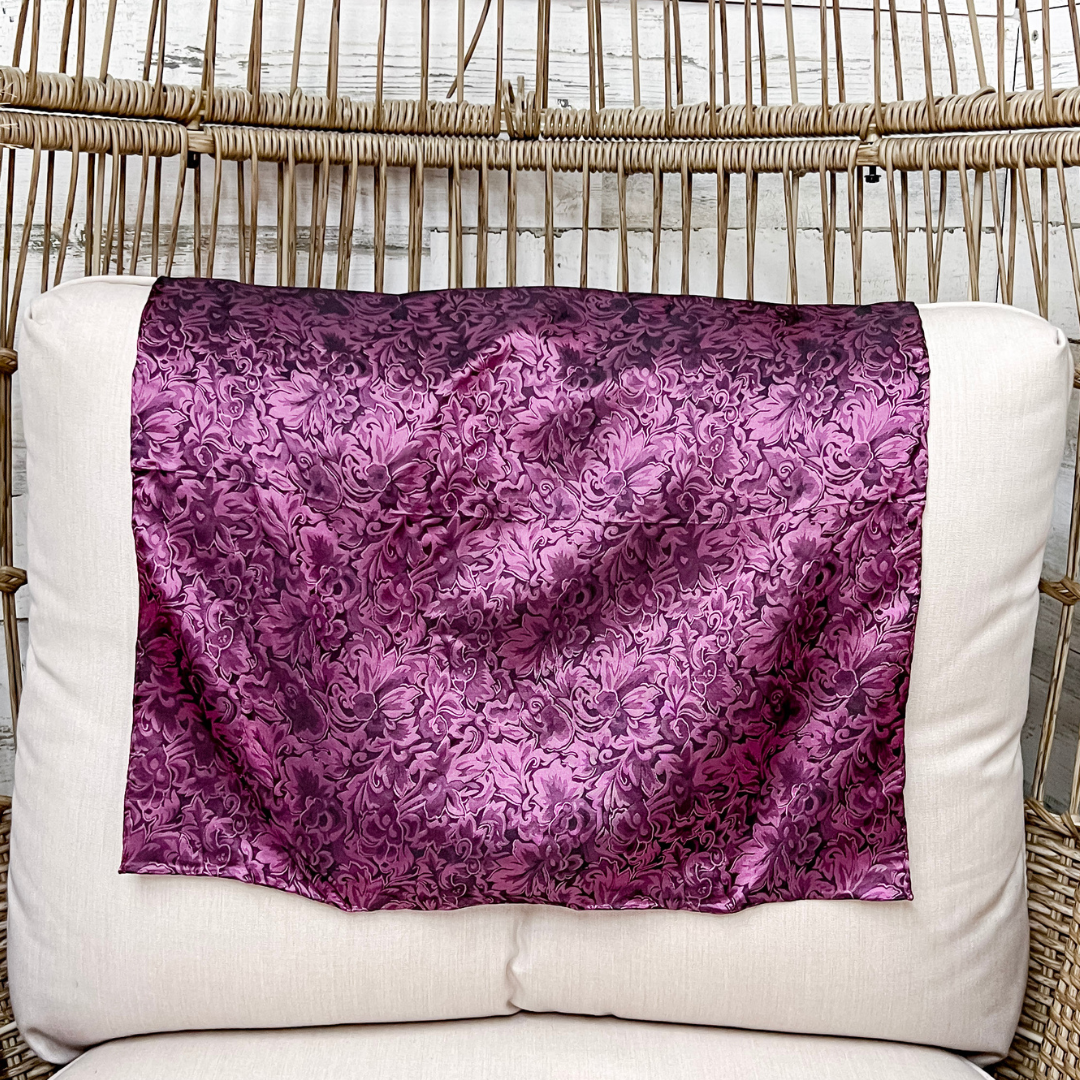 Wyoming Traders | Mini Baroque Print Silk Wild Rag Scarf in Blackberry Purple