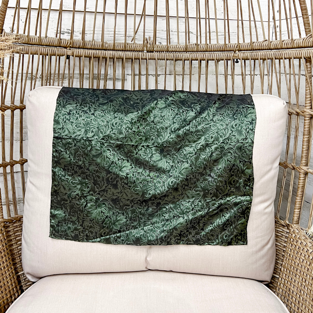 Wyoming Traders | Mini Baroque Print Silk Wild Rag Scarf in Fern Green