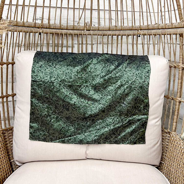 Wyoming Traders | Mini Baroque Print Silk Wild Rag Scarf in Fern Green