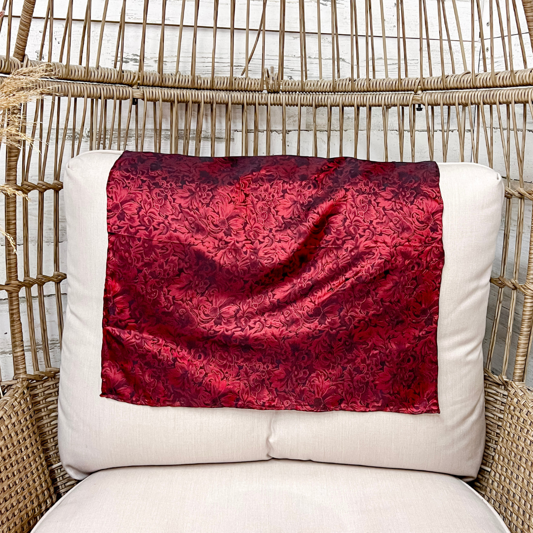 Wyoming Traders | Mini Baroque Print Silk Wild Rag Scarf in Scarlet Red