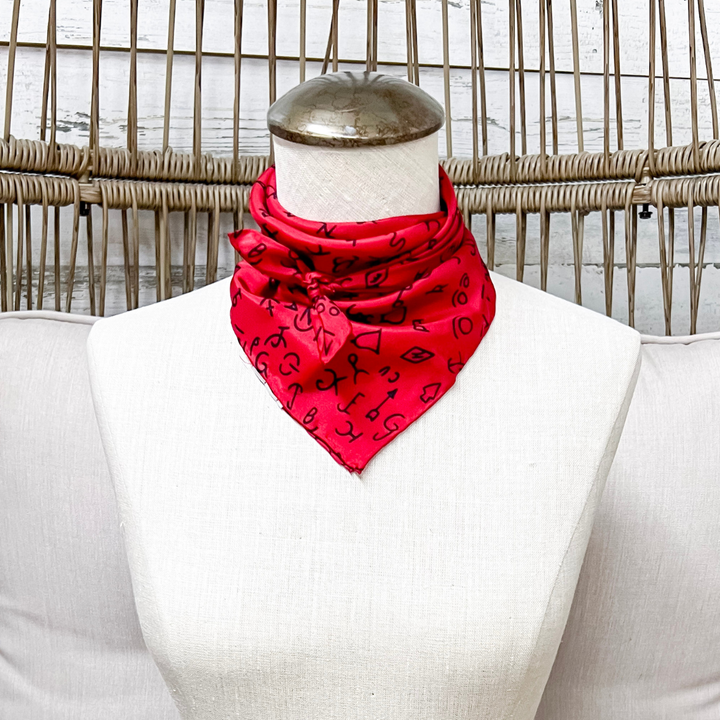 Wyoming Traders | Mini Branded Print Silk Wild Rag Scarf in Red