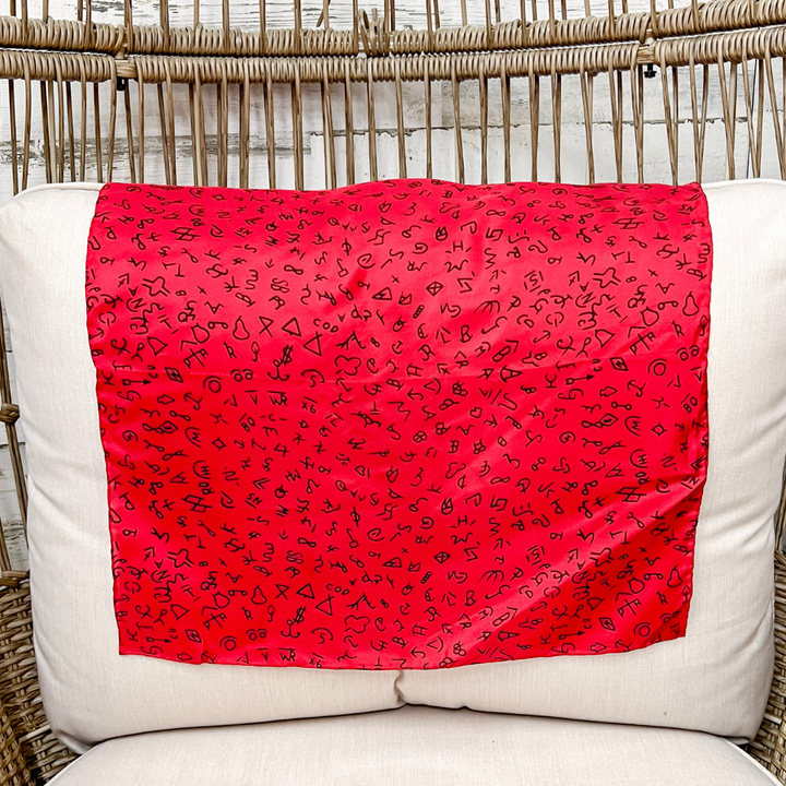 Wyoming Traders | Mini Branded Print Silk Wild Rag Scarf in Red
