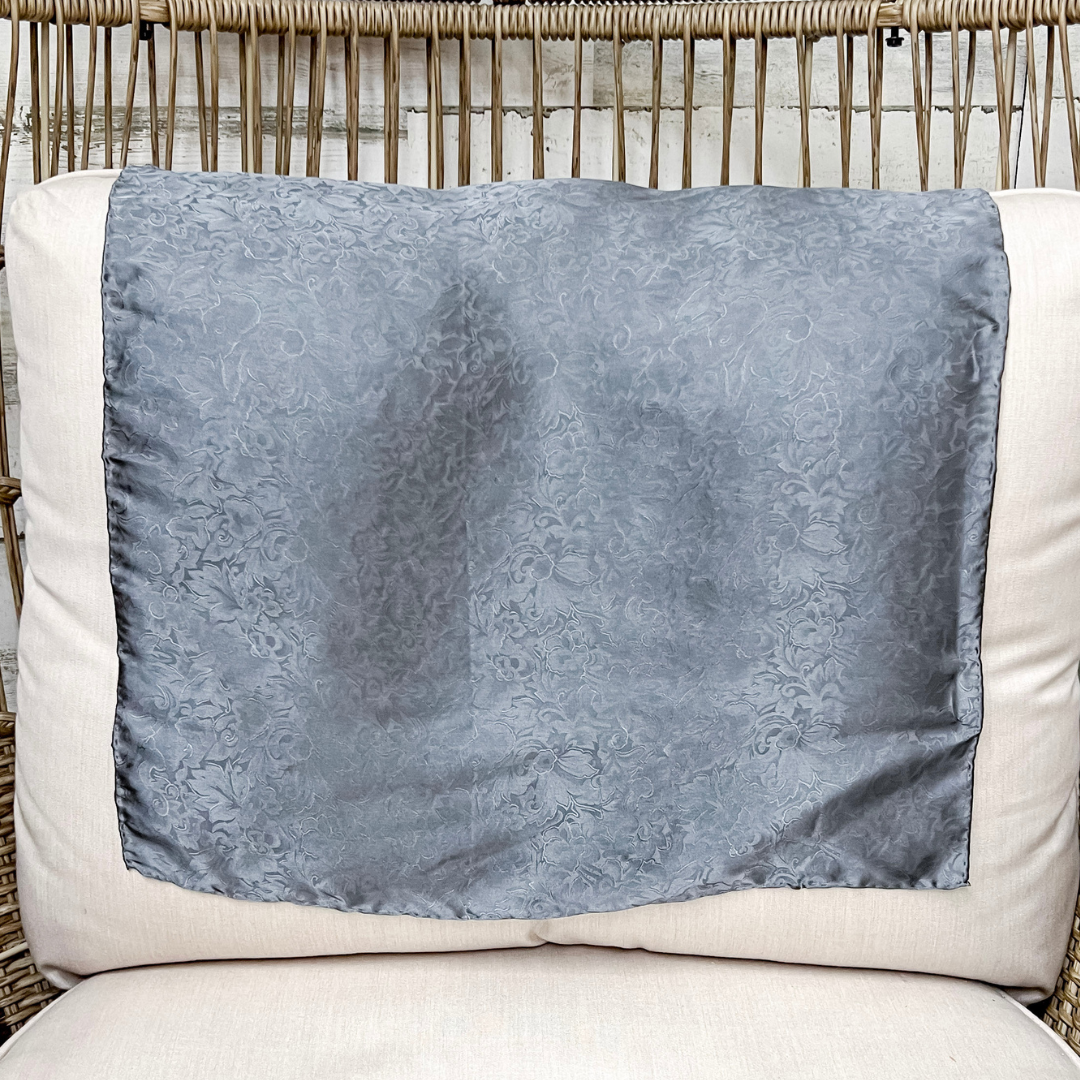 Wyoming Traders | Mini Jacquard Print Silk Wild Rag Scarf in Charcoal Grey