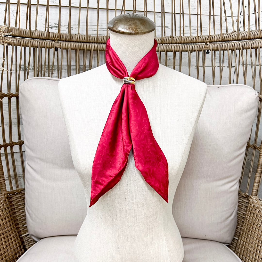 Wyoming Traders | Mini Jacquard Print Silk Wild Rag Scarf in Red