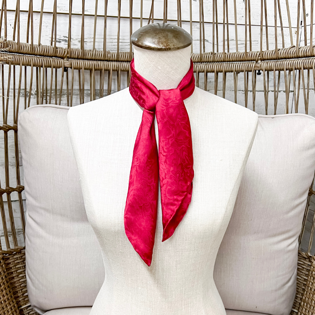 Wyoming Traders | Mini Jacquard Print Silk Wild Rag Scarf in Red