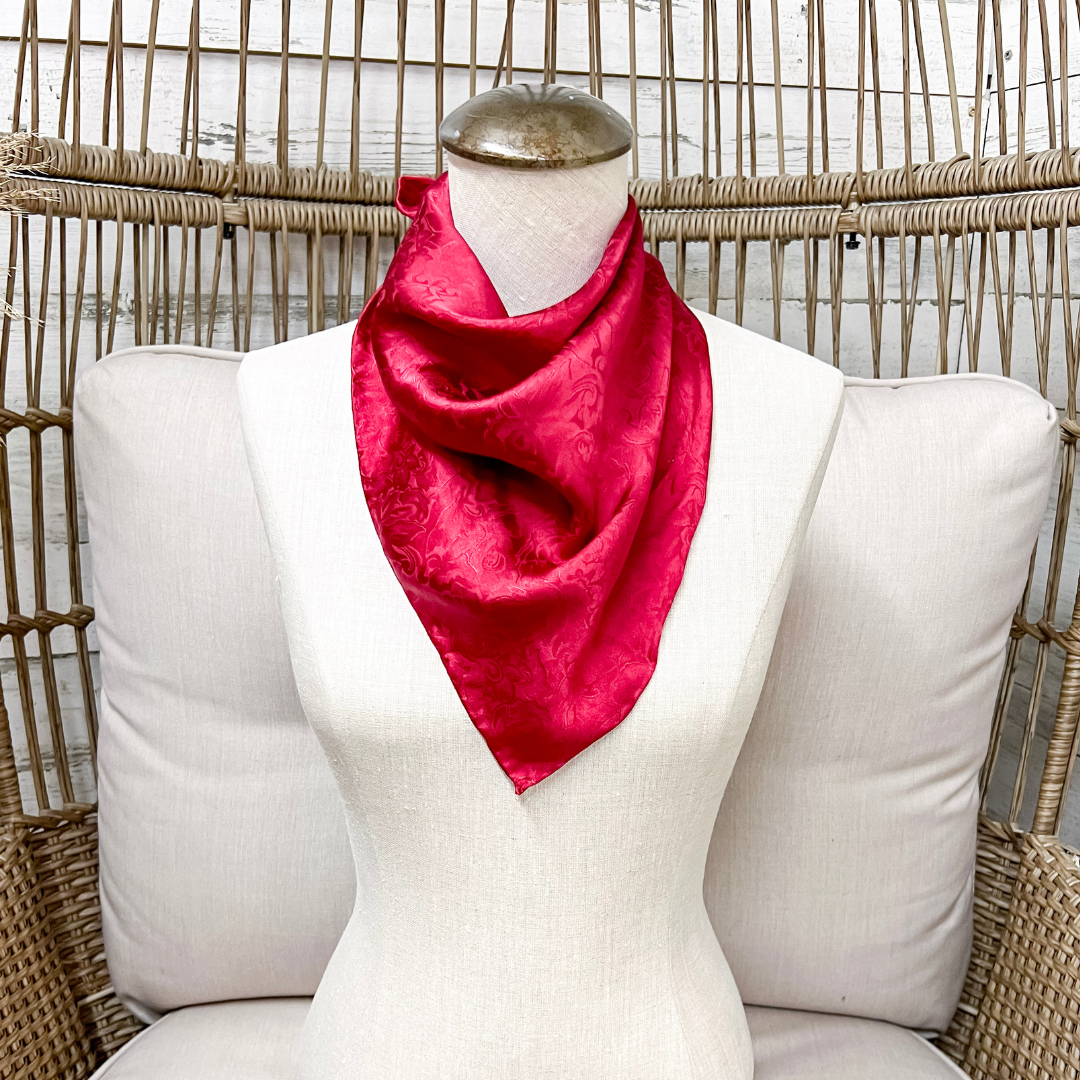 Wyoming Traders | Mini Jacquard Print Silk Wild Rag Scarf in Red
