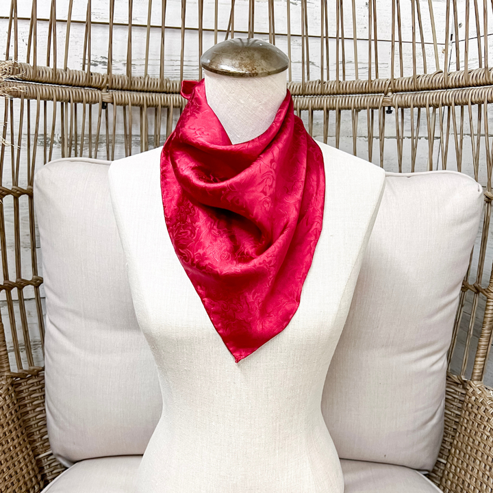Wyoming Traders | Mini Jacquard Print Silk Wild Rag Scarf in Red