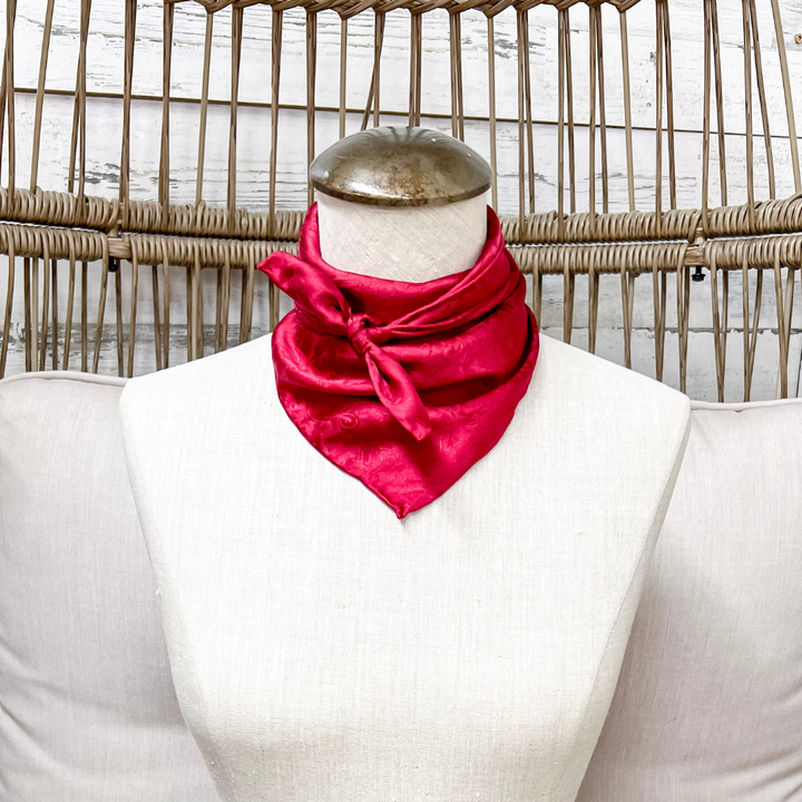 Wyoming Traders | Mini Jacquard Print Silk Wild Rag Scarf in Red