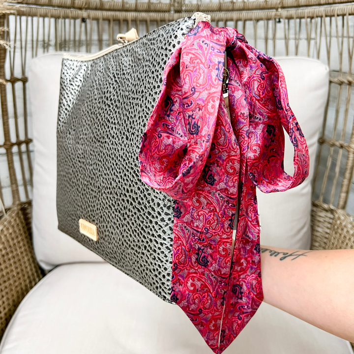 Wyoming Traders | Paisley Fruit Punch Print Silk Twilly Scarf in Pink and Red