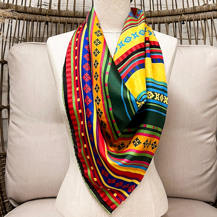 Wyoming Traders | Serape Southwest Silk Wild Rag Scarf in Yellow Mix