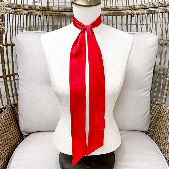 Wyoming Traders | Solid Silk Twilly Scarf in Red