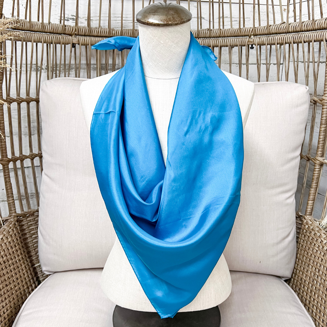 Wyoming Traders | Solid Silk Wild Rag Scarf in Aqua Blue