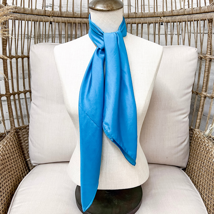Wyoming Traders | Solid Silk Wild Rag Scarf in Aqua Blue