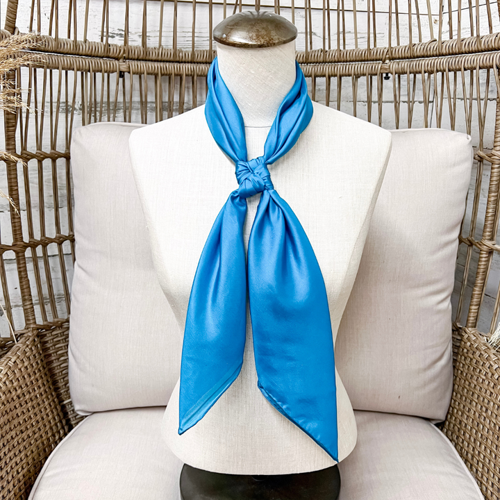 Wyoming Traders | Solid Silk Wild Rag Scarf in Aqua Blue