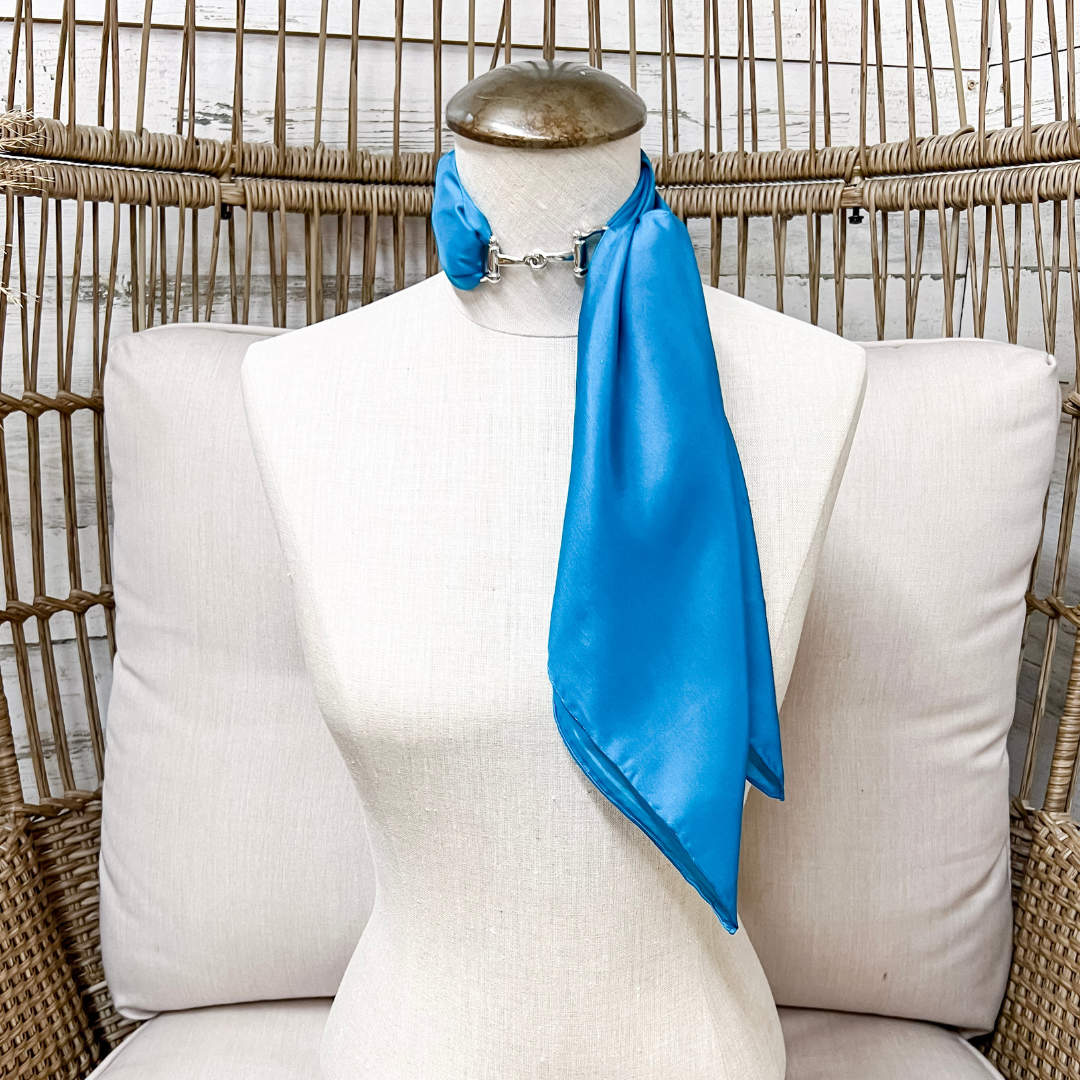 Wyoming Traders | Solid Silk Wild Rag Scarf in Aqua Blue