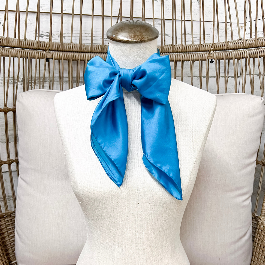 Wyoming Traders | Solid Silk Wild Rag Scarf in Aqua Blue