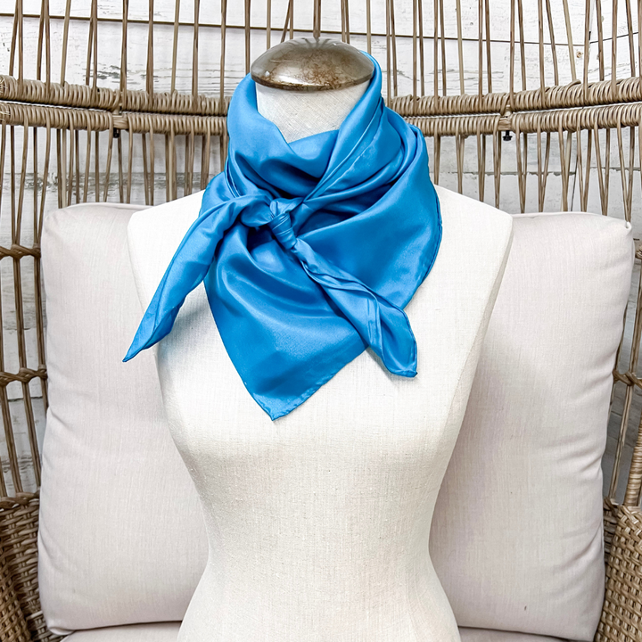 Wyoming Traders | Solid Silk Wild Rag Scarf in Aqua Blue