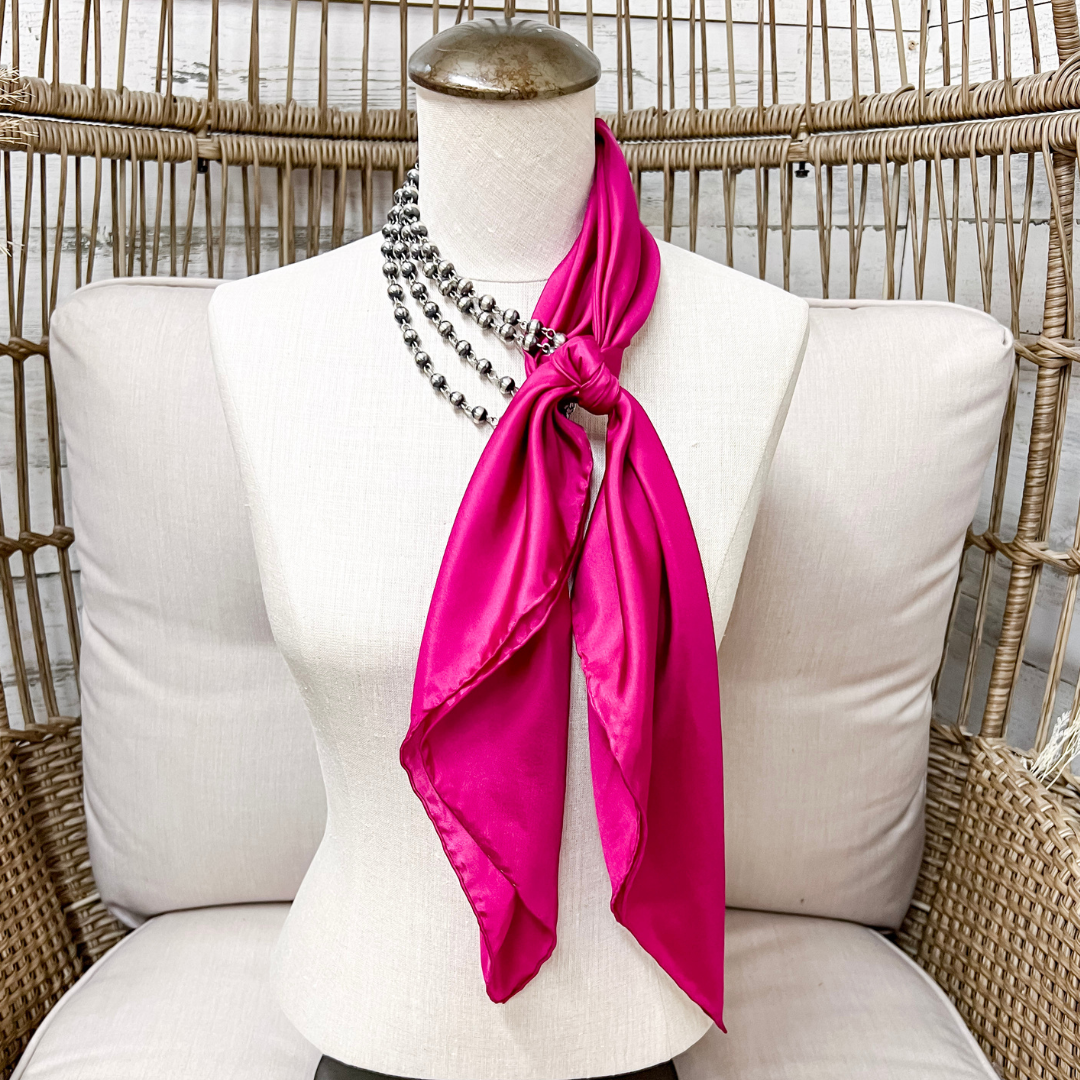 Wyoming Traders | Solid Silk Wild Rag Scarf in Fuchsia Pink