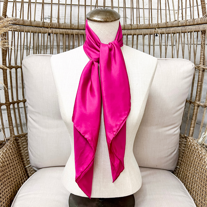 Wyoming Traders | Solid Silk Wild Rag Scarf in Fuchsia Pink