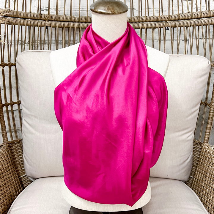 Wyoming Traders | Solid Silk Wild Rag Scarf in Fuchsia Pink
