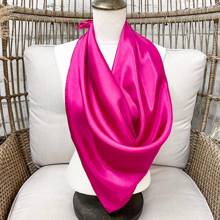 Wyoming Traders | Solid Silk Wild Rag Scarf in Fuchsia Pink