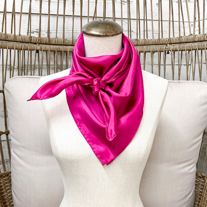 Wyoming Traders | Solid Silk Wild Rag Scarf in Fuchsia Pink